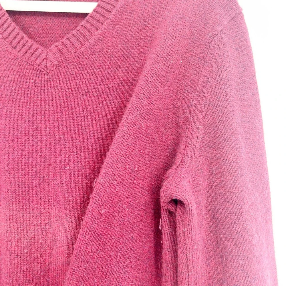 Banana Republic Mens Cozy‎ 100% Cashmere V Neck Pullover Sweater Size M Burgundy